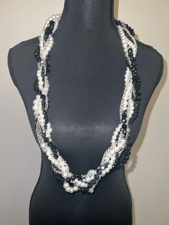 White House Black Market Jewelry - White House Black Market Black & White Multi-Strand Pearl and Bead Necklace